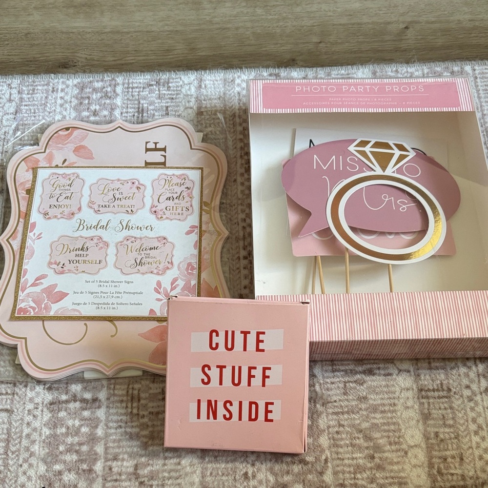 Pink Bridal Shower Party Supplies Set